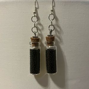 Black Bead Filled Jar Earrings!!